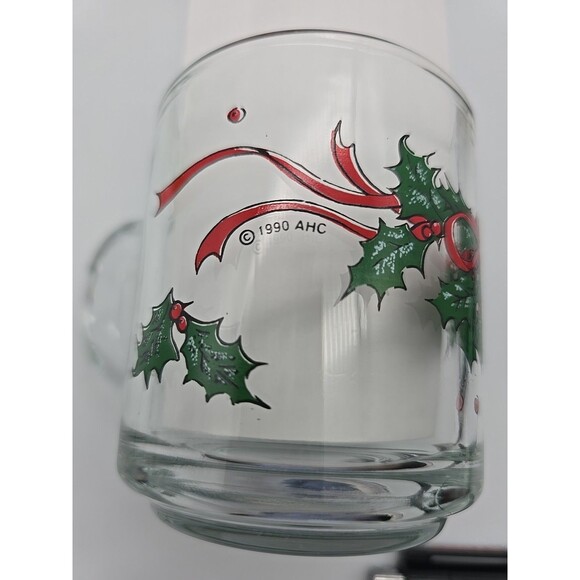 Lot of 3 Vintage Christmas Coffee Mugs Anchor Hocking & Luminarc Clear Glass - Picture 9 of 11